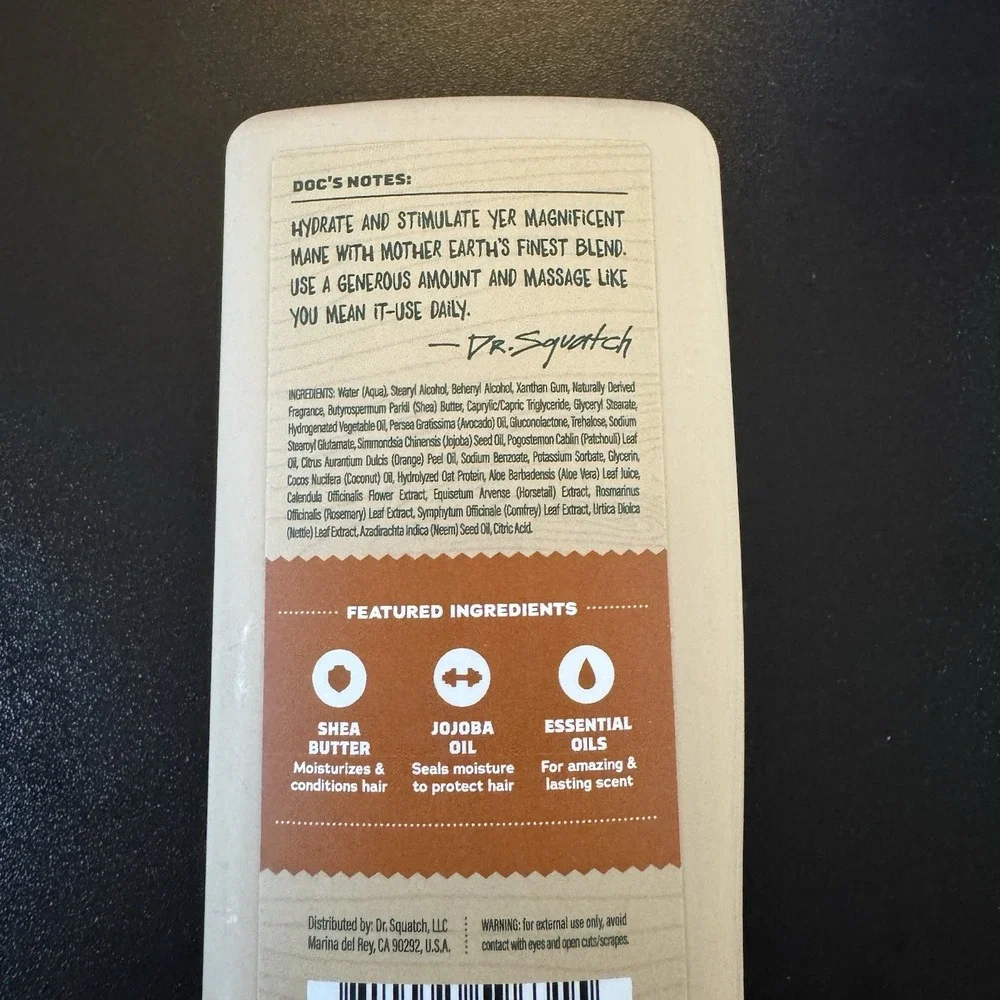 Dr Squatch Men's Natural Moisturizing Conditioner Wood Barrel Bourbon 11 fl‎ oz